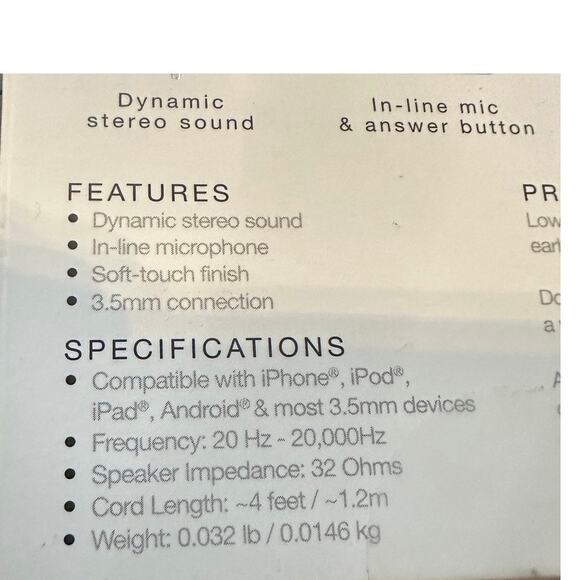 Live Love Music Luxe Earbuds White In-Line Mic Soft Touch 3.5mm Wired Headphones - Picture 4 of 4